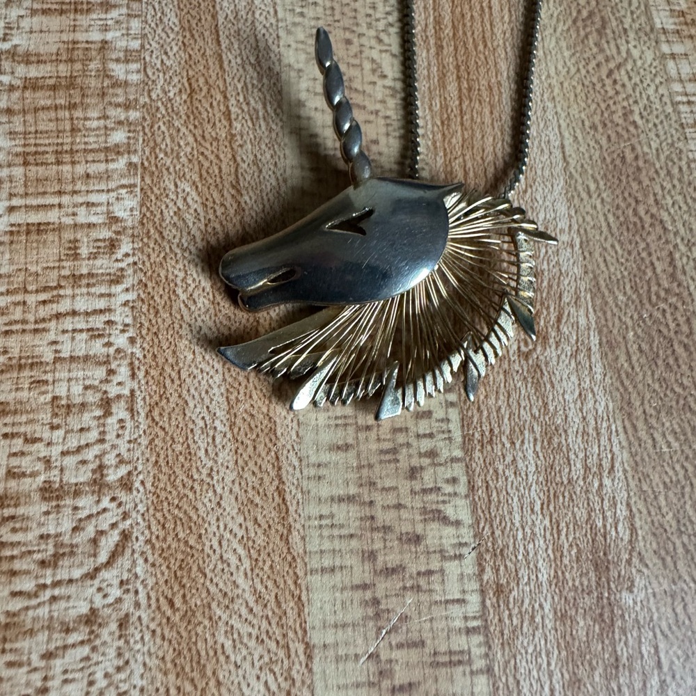Gold Unicorn Pendant Necklace vintage